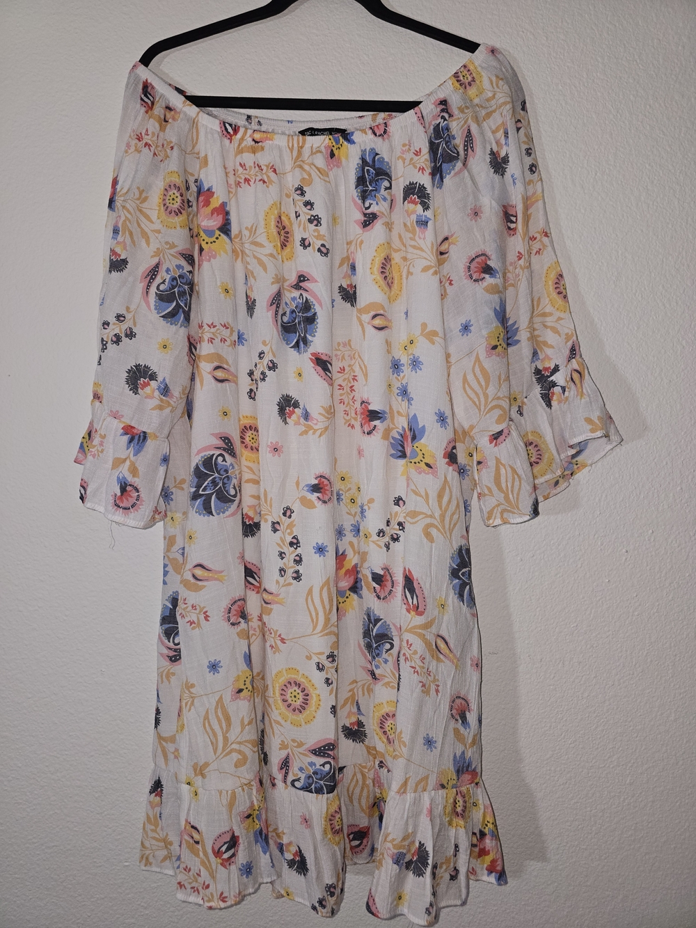 Zac & Rachel White Off-Shoulder Floral Print Dress